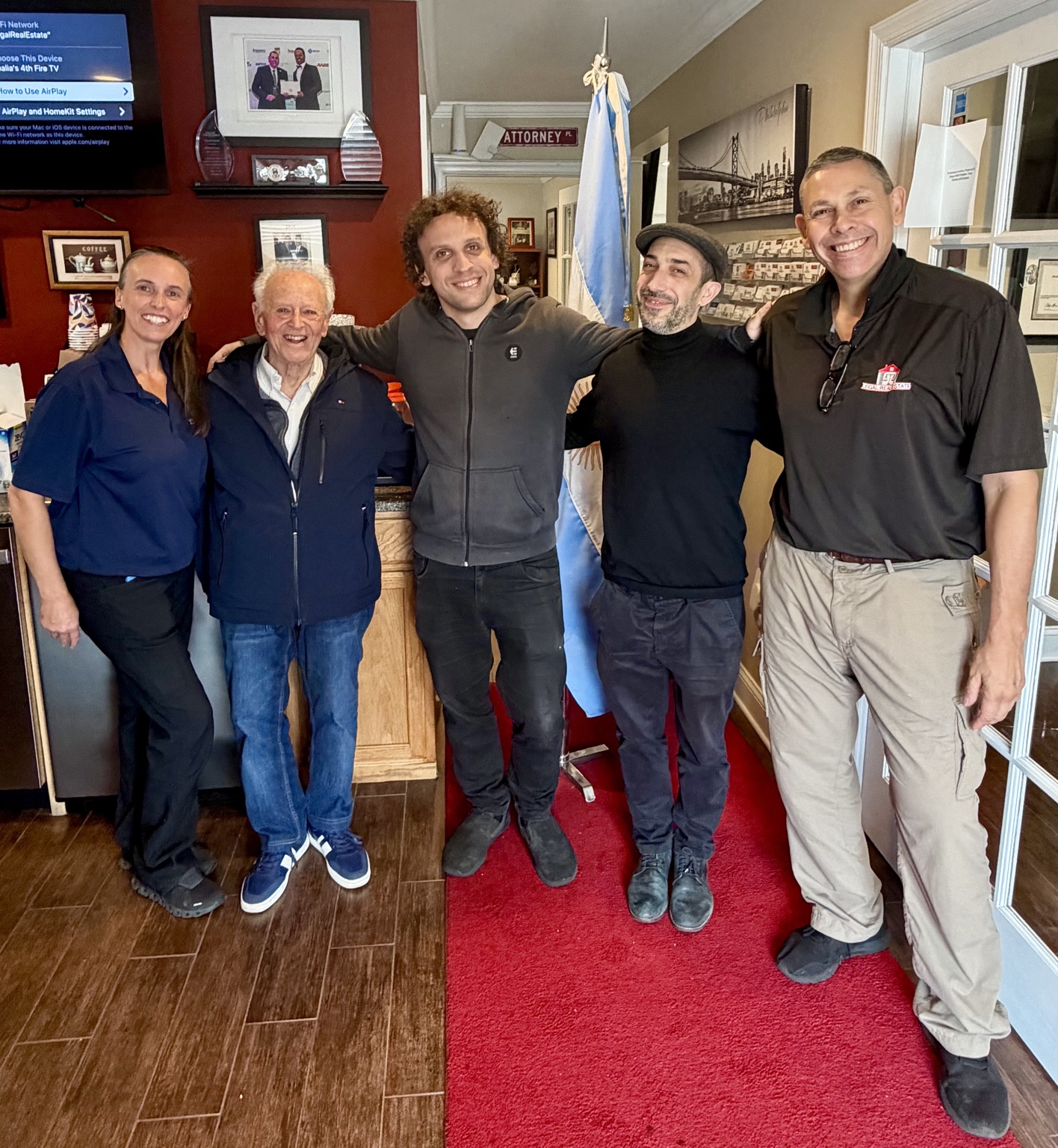 Facundo Daelli and Santiago Mouradian visiting Casa Argentina with their hosts